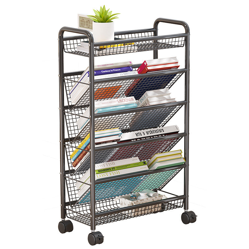 Rolling Metal Book Storage Rack Bowlift