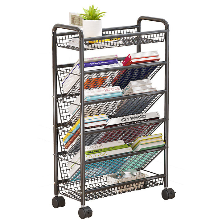 Rolling Metal Book Storage Rack Bowlift