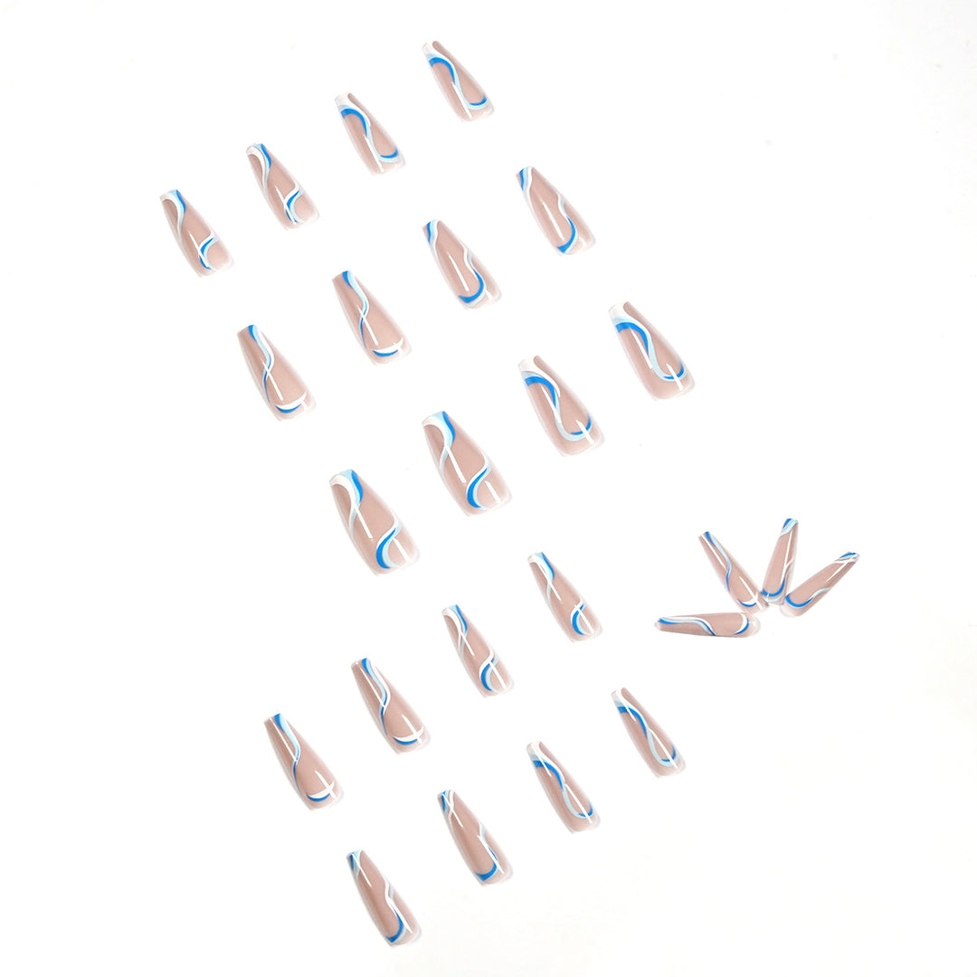 Creative Nail Extensions with Wave Pattern Bowlift