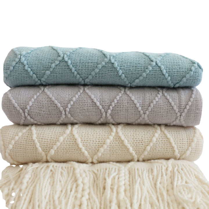 Luxurious Textured Knit Throw Blanket Bowlift