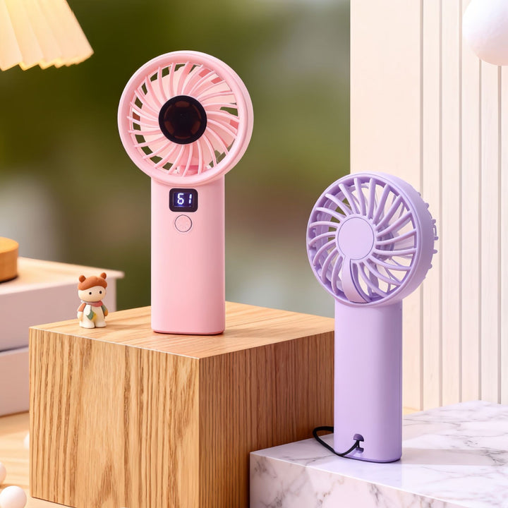 Ladies Portable Hand Fan with LED Display and Lightweight Design Bowlift
