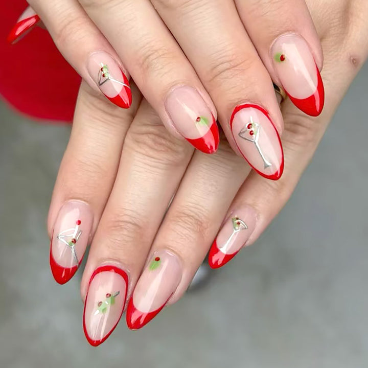 Holiday-Themed Press-On Nail Art Bowlift
