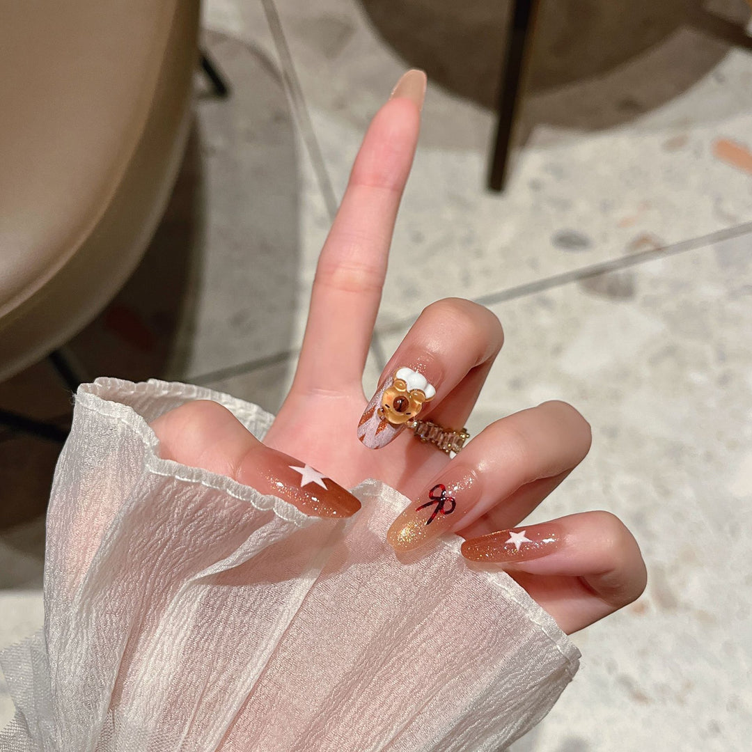 Artistic 3D Character-Themed Press-On Nail Extensions Bowlift
