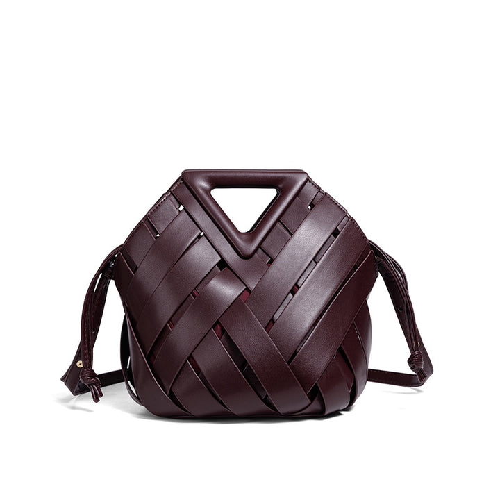 Handcrafted Woven Leather Shoulder Bag Bowlift