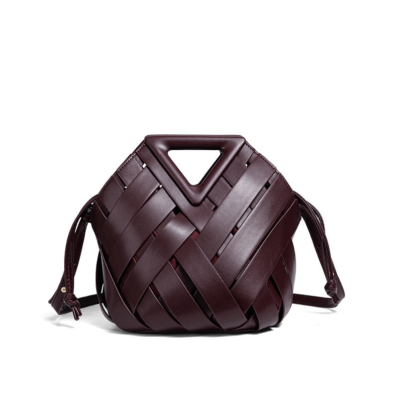Woven Leather Handbag Bowlift
