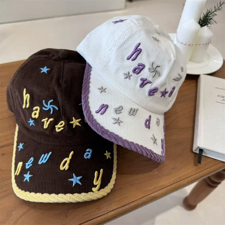 Women's Embroidered Corduroy Baseball Cap Bowlift