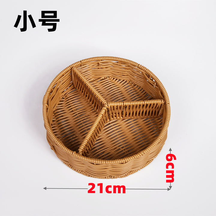 Ladies beef braided serving basket with three compartments Bowlift
