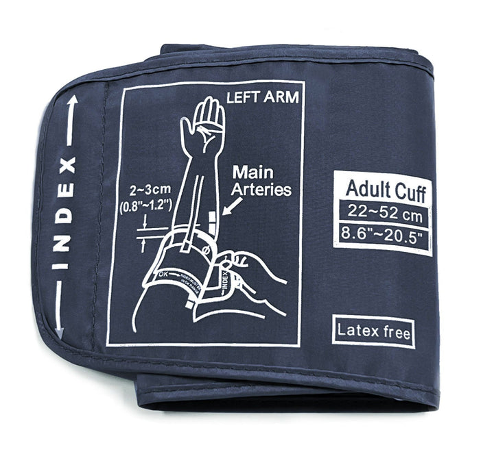 Adjustable adult upper-arm blood pressure cuff with latex free durable nylon sleeve Bowlift