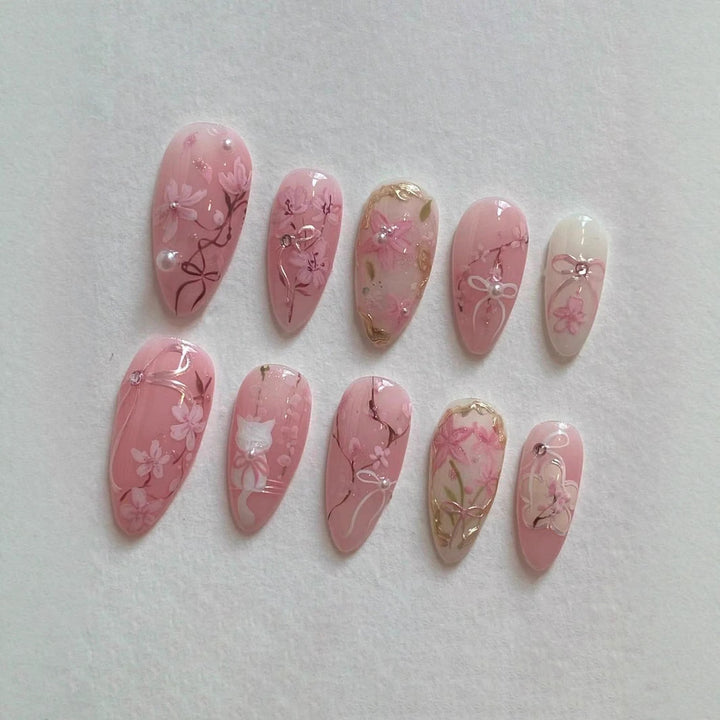 Artistic Press-On Nail Art Set Bowlift
