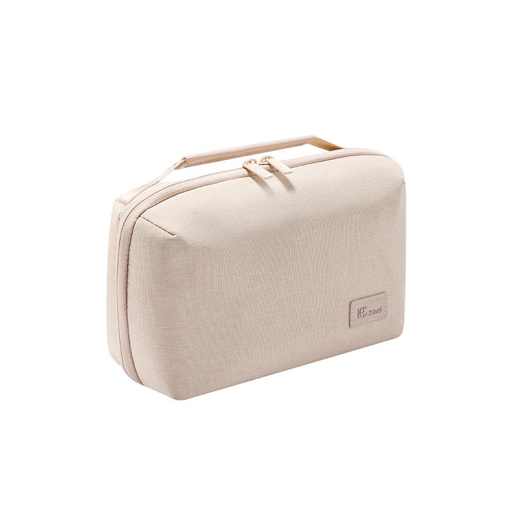 Compact Travel Toiletry and Electronics Organizer Pouch with Structured Shell Bowlift