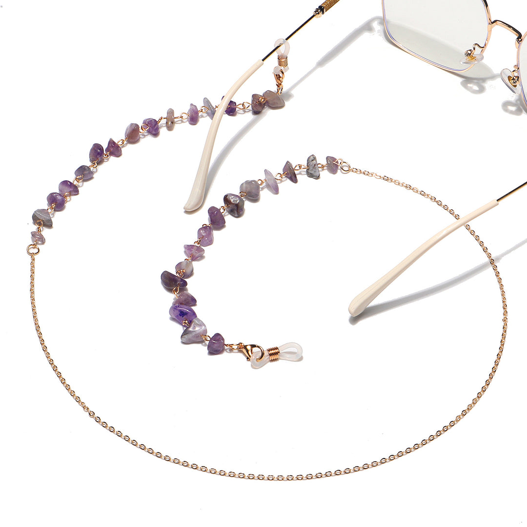 Natural Amethyst Crystal Eyewear Chain Bowlift