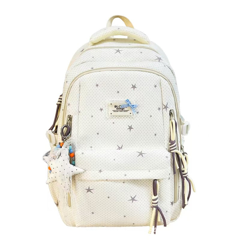 Star-Embellished Multi-Pocket Backpack Bowlift