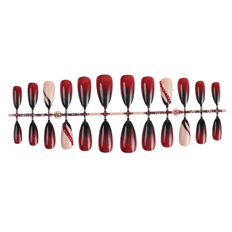 Nail set with elegant ombre design and creative decorations Bowlift