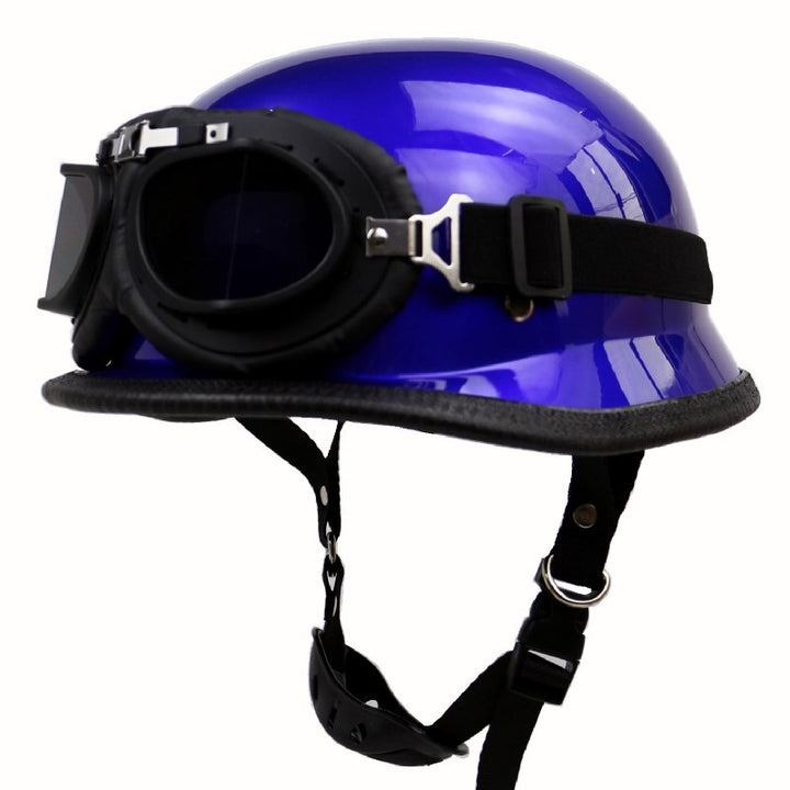 Retro Half-Style Motorcycle Helmet with Protective Goggles Bowlift