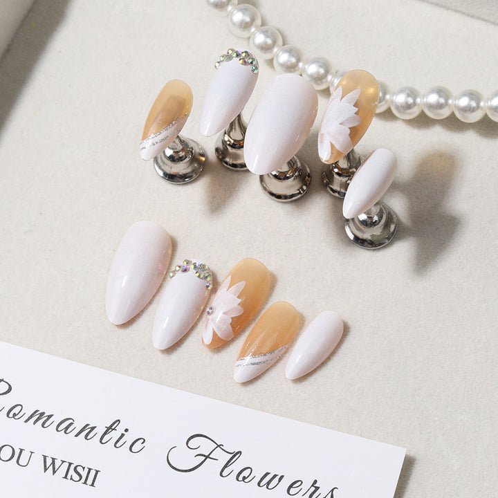 Elegant Botanical-Themed Press-On Nail Set Bowlift