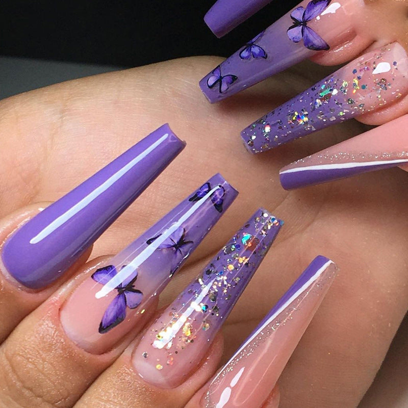 Artistic Butterfly-Embellished Press-On Nail Tips Bowlift