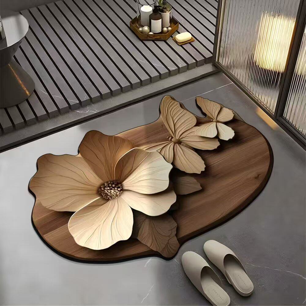 Floral Design Bath Mat Bowlift