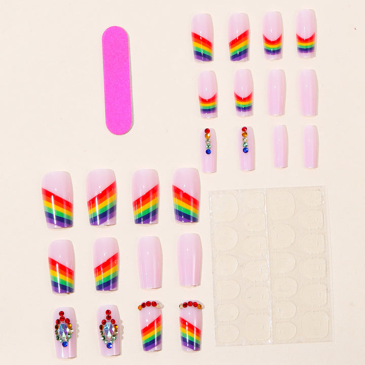 Glamorous Rainbow-Inspired Nail Art Extensions Bowlift