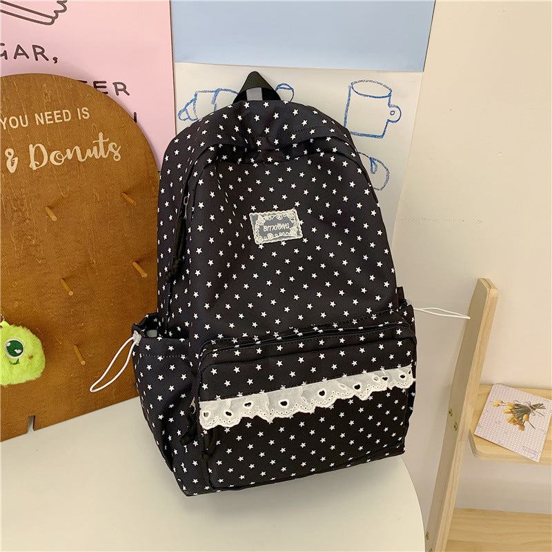 Star Patterned School Backpack
