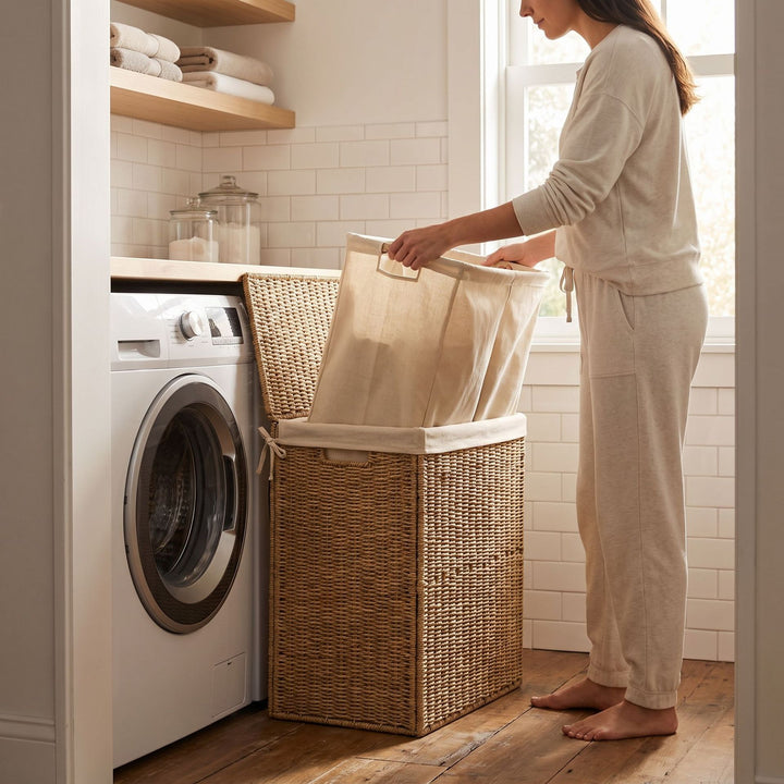 High-quality laundry basket made of natural wicker Bowlift