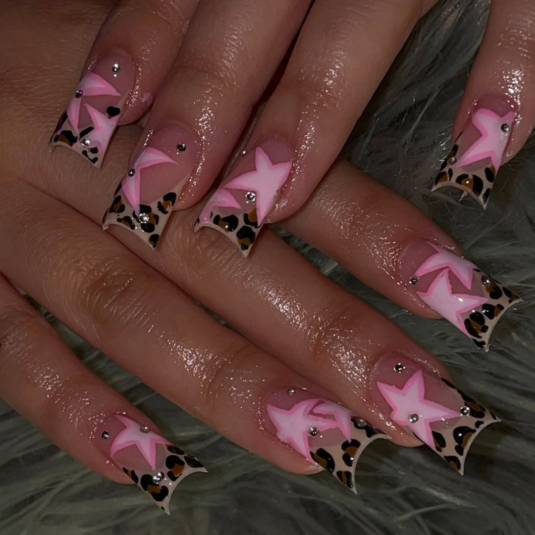 Glamorous Star-Accented Press-On Nail Art Bowlift