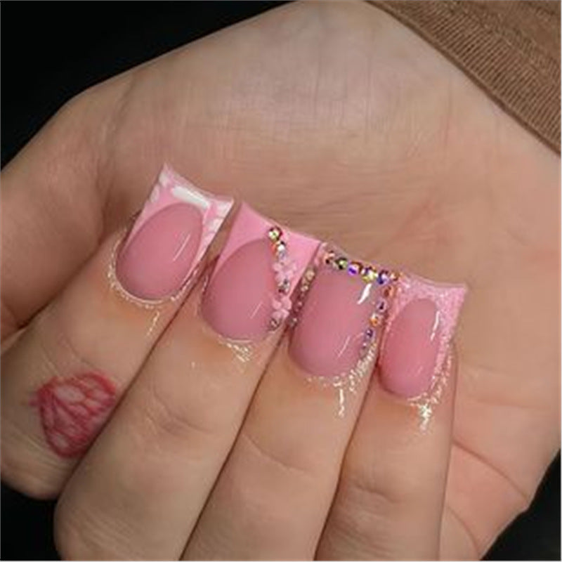 Artistic Press-On Nail Set with Premium Embellishments Bowlift