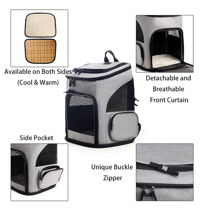 Portable Pet Backpack with Breathable Mesh Inserts Bowlift