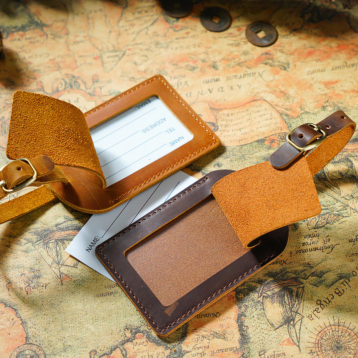Leather Luggage Tag with Adjustable Buckle Bowlift