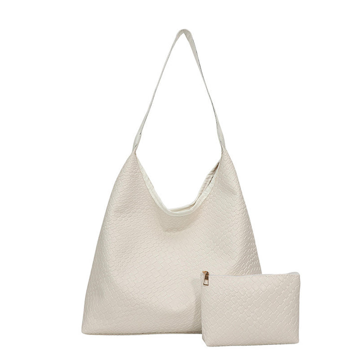 Sleek Textured Leather Hobo Handbag Bowlift