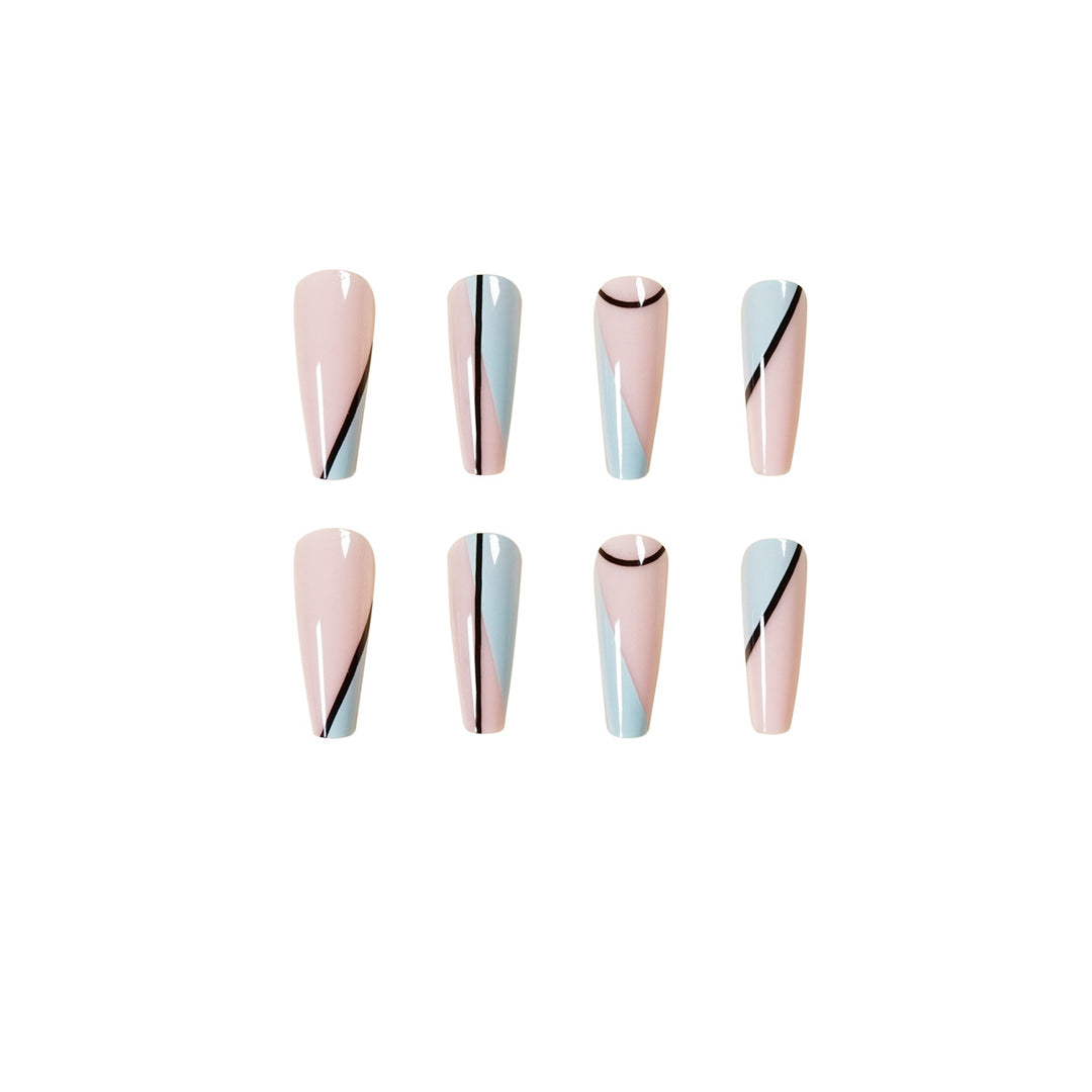 Artistic acrylic nails with geometric design Bowlift