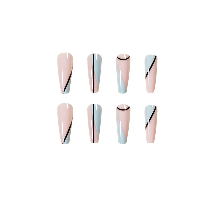Artistic acrylic nails with geometric design Bowlift