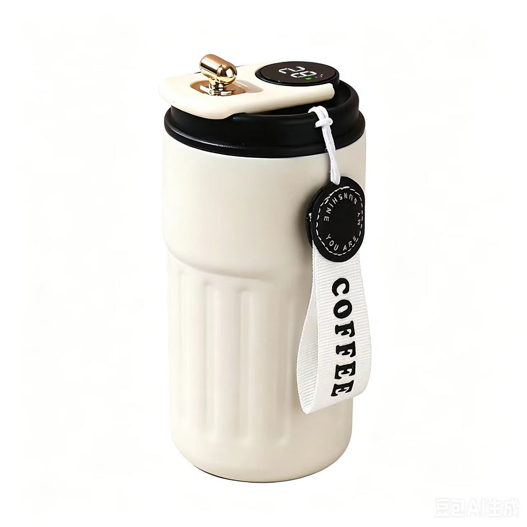 Insulated Stainless Steel Travel Coffee Tumbler with Leakproof Lid and Carry Strap Bowlift