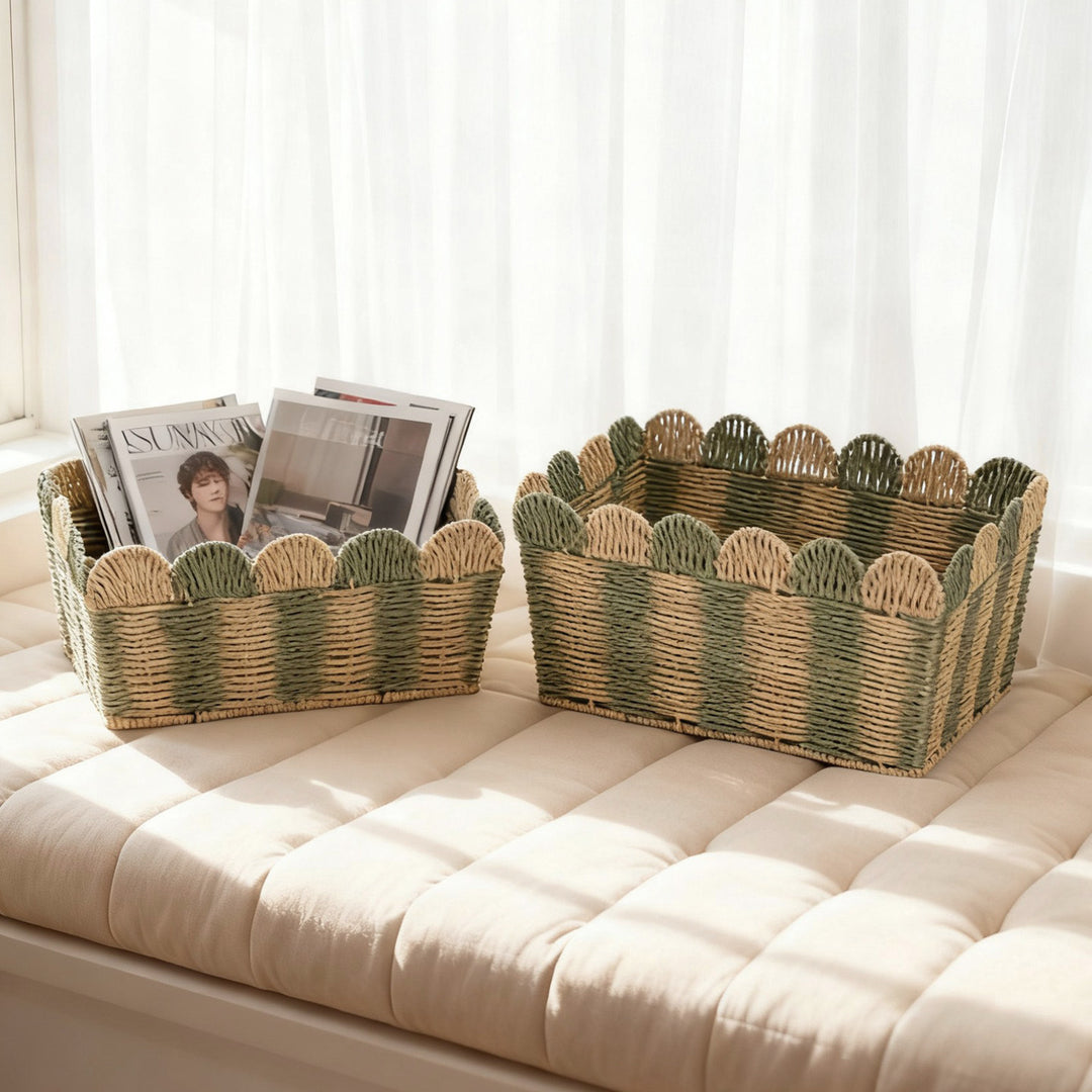Decorative storage basket made of woven material Bowlift