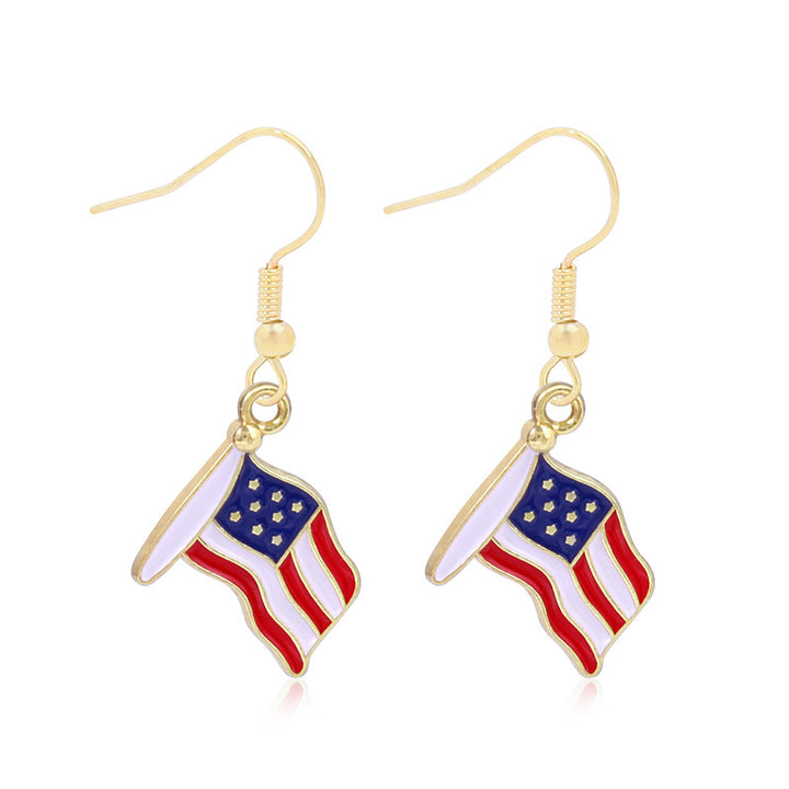 Women's lightweight star earrings with enamel flag design and fishhook Bowlift