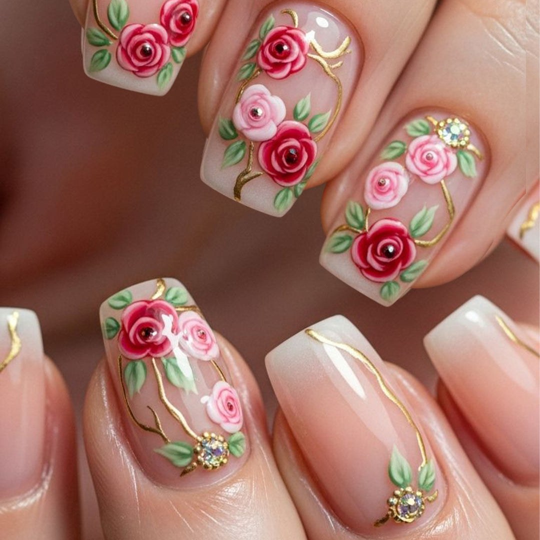 Floral Embellished Nail Art Set Bowlift