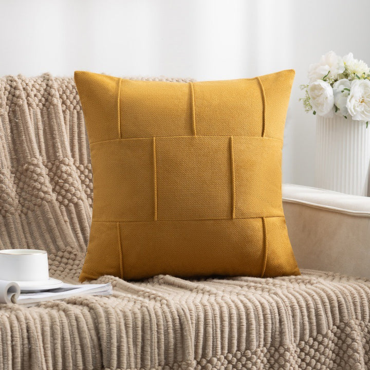 Square Textured Patchwork Throw Pillow Cover Bowlift