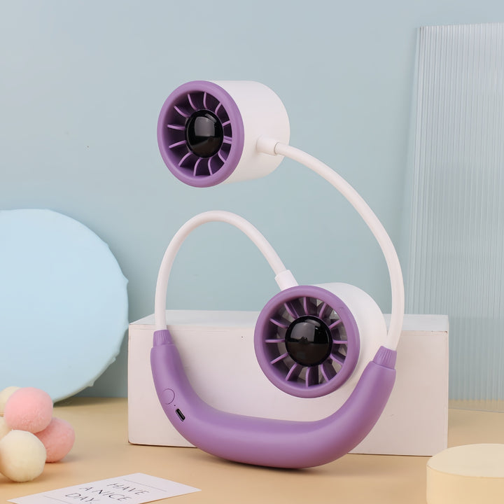 Ladies portable neck fan with dual cooling fan Bowlift