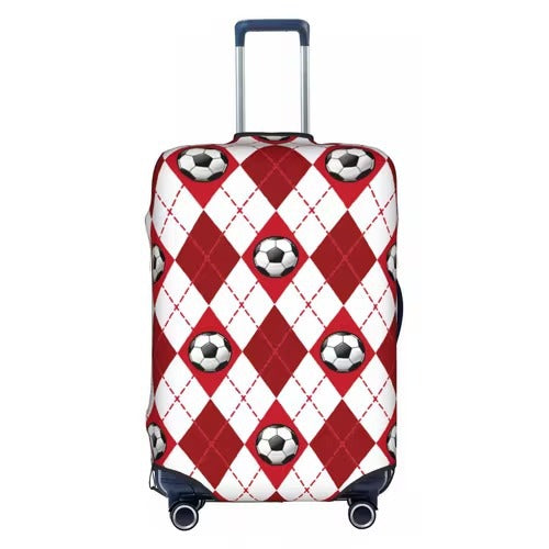 Unisex nan elastic luggage cover with football argyle pattern, tear-resistant stretch cover for trolley with handle and wheel openings Bowlift