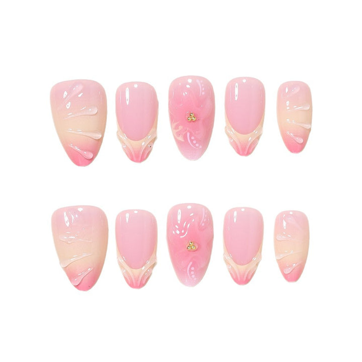 Elegant Floral Press-On Nail Art Set Bowlift
