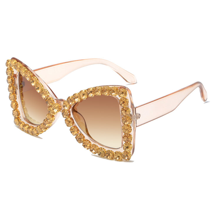Ladies Glamorous Sunglasses with Crystal Decoration Bowlift