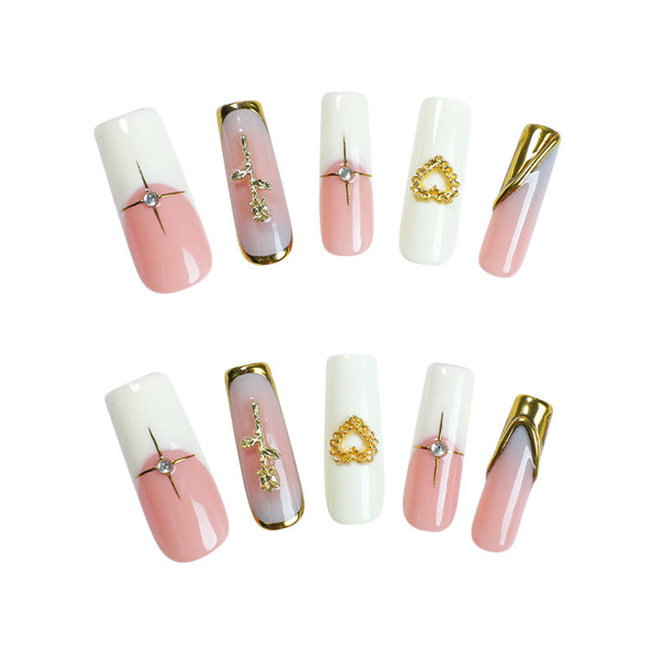 Acrylic nail set with glamorous decorations Bowlift