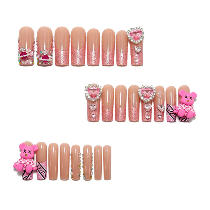 Creative artificial nails with charms and glitter Bowlift
