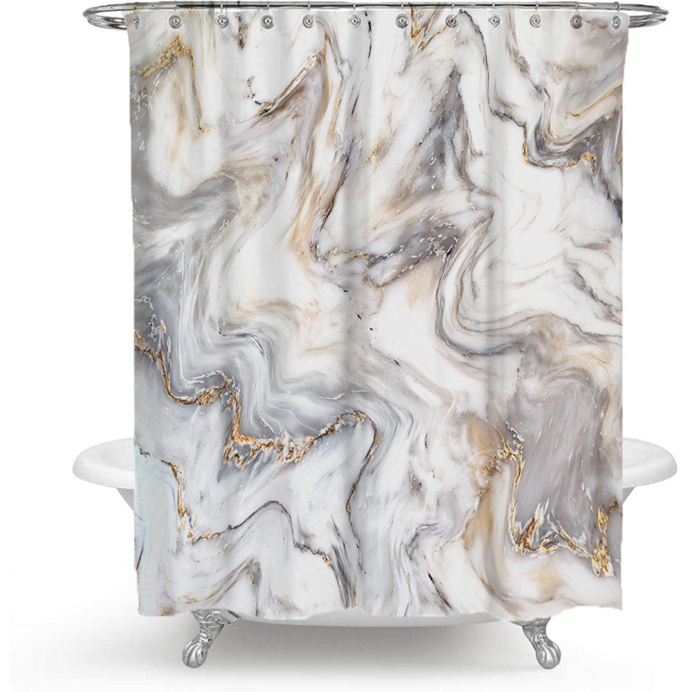 Elegant Marble-Patterned Shower Curtain Bowlift