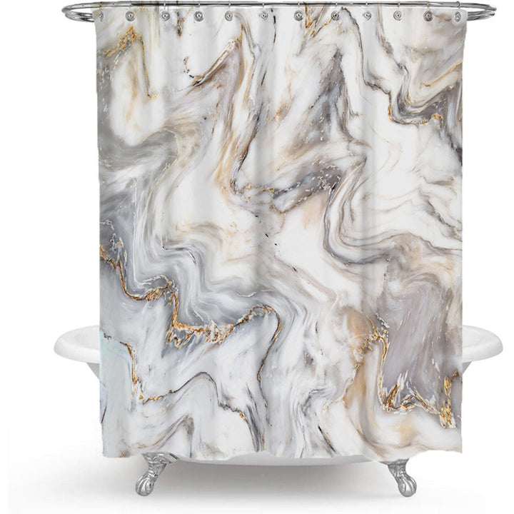 Elegant Marble-Patterned Shower Curtain Bowlift