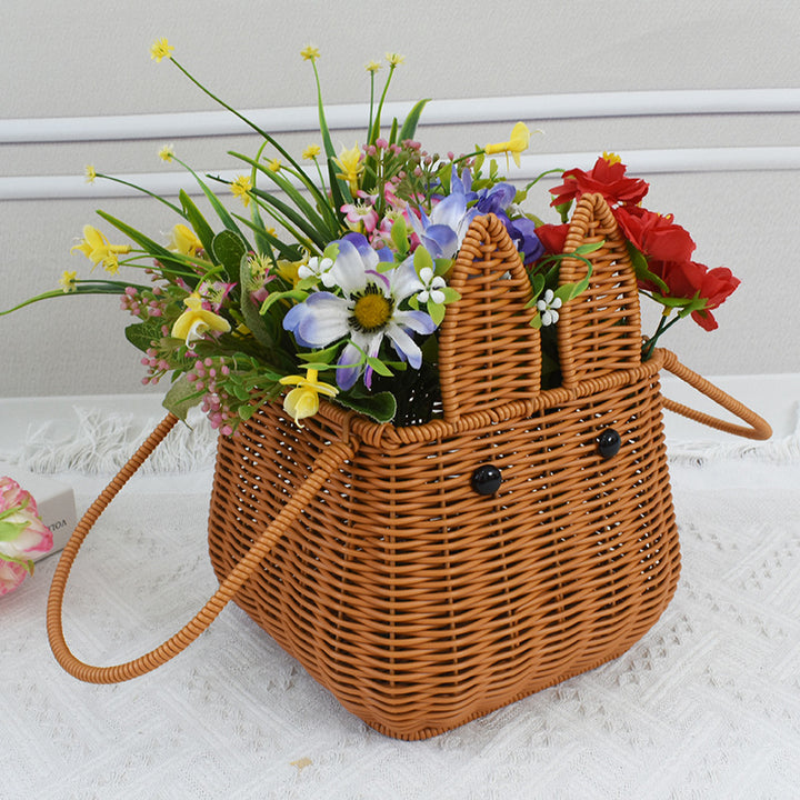 Cute Bunny-Shaped Woven Storage Basket Bowlift