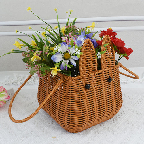 Cute Bunny-Shaped Woven Storage Basket Bowlift