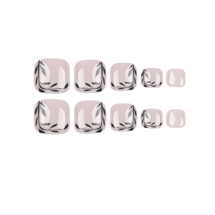 Artful toenail art with delicate leaf motifs Bowlift