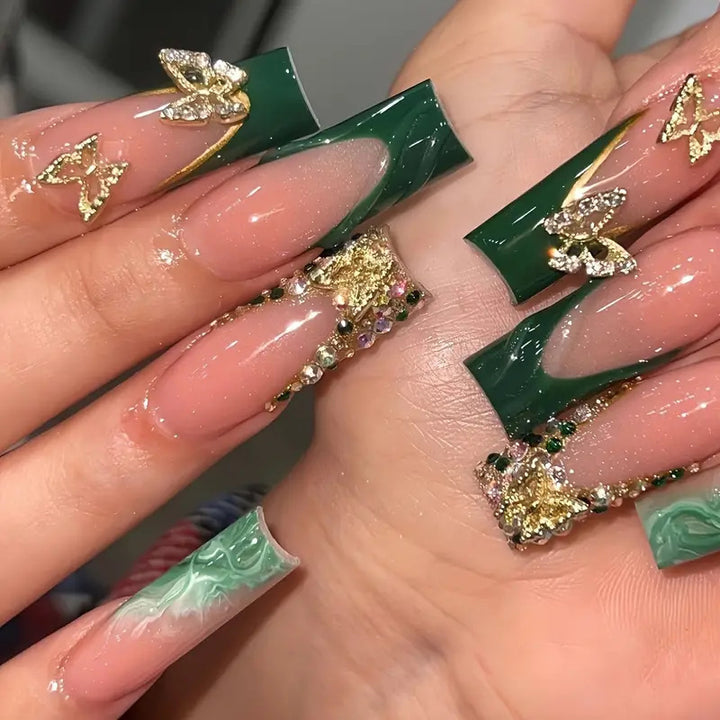 Artistic Marble Effect Press-On Nail Extensions Bowlift