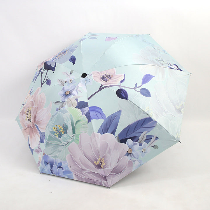 Ladies folding umbrella with artistic flower pattern Bowlift