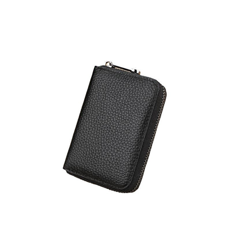Sleek Zippered Leather Credit Card Holder Bowlift
